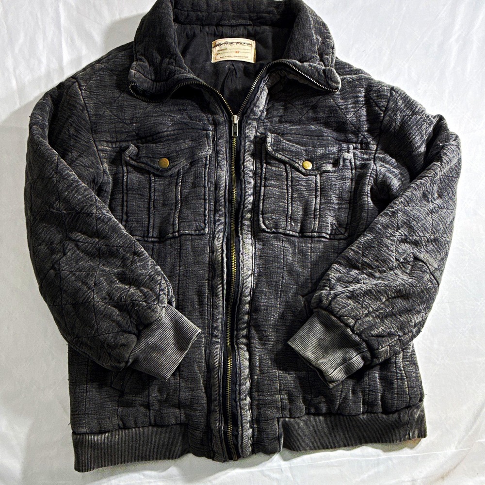 We The Free Women's Gray Quilted Zip Jacket Pockets Short Long Sleeve XS